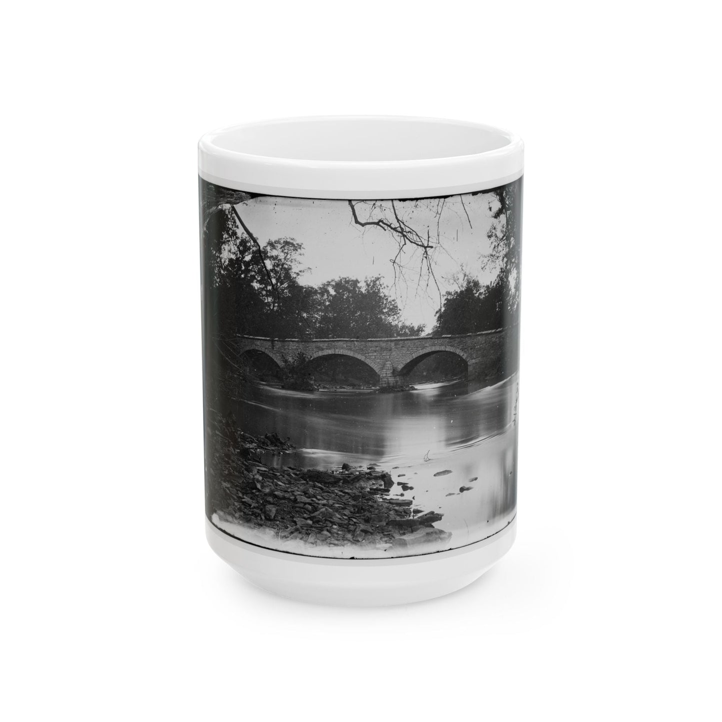 Antietam, Maryland. Burnside Bridge Across The Antietam. Southwest View (U.S. Civil War) White Coffee Mug