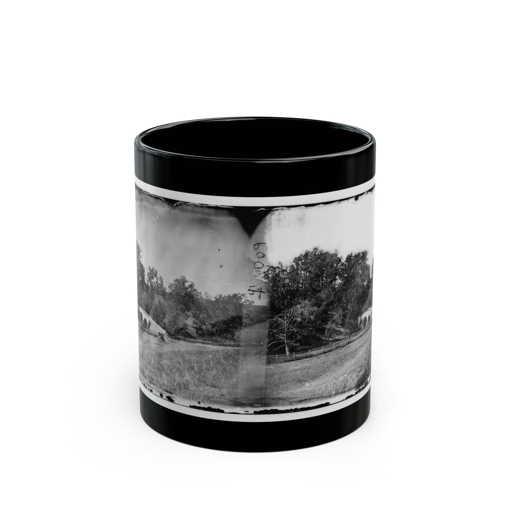 Antietam, Maryland. Burnside Bridge. Southeastern View (U.S. Civil War) Black Coffee Mug-11oz-The Sticker Space