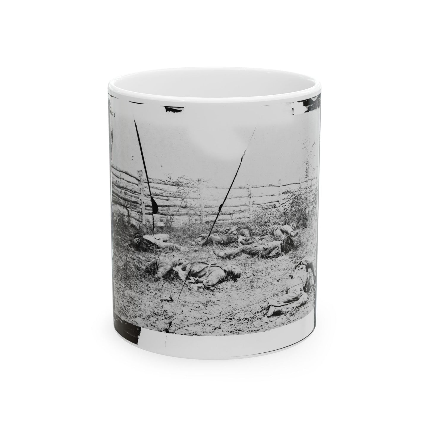 Antietam, Maryland. Confederate Soldiers As They Fell Inside The Fence On The Hagerstown Road (U.S. Civil War) White Coffee Mug