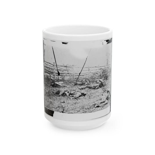 Antietam, Maryland. Confederate Soldiers As They Fell Inside The Fence On The Hagerstown Road (U.S. Civil War) White Coffee Mug