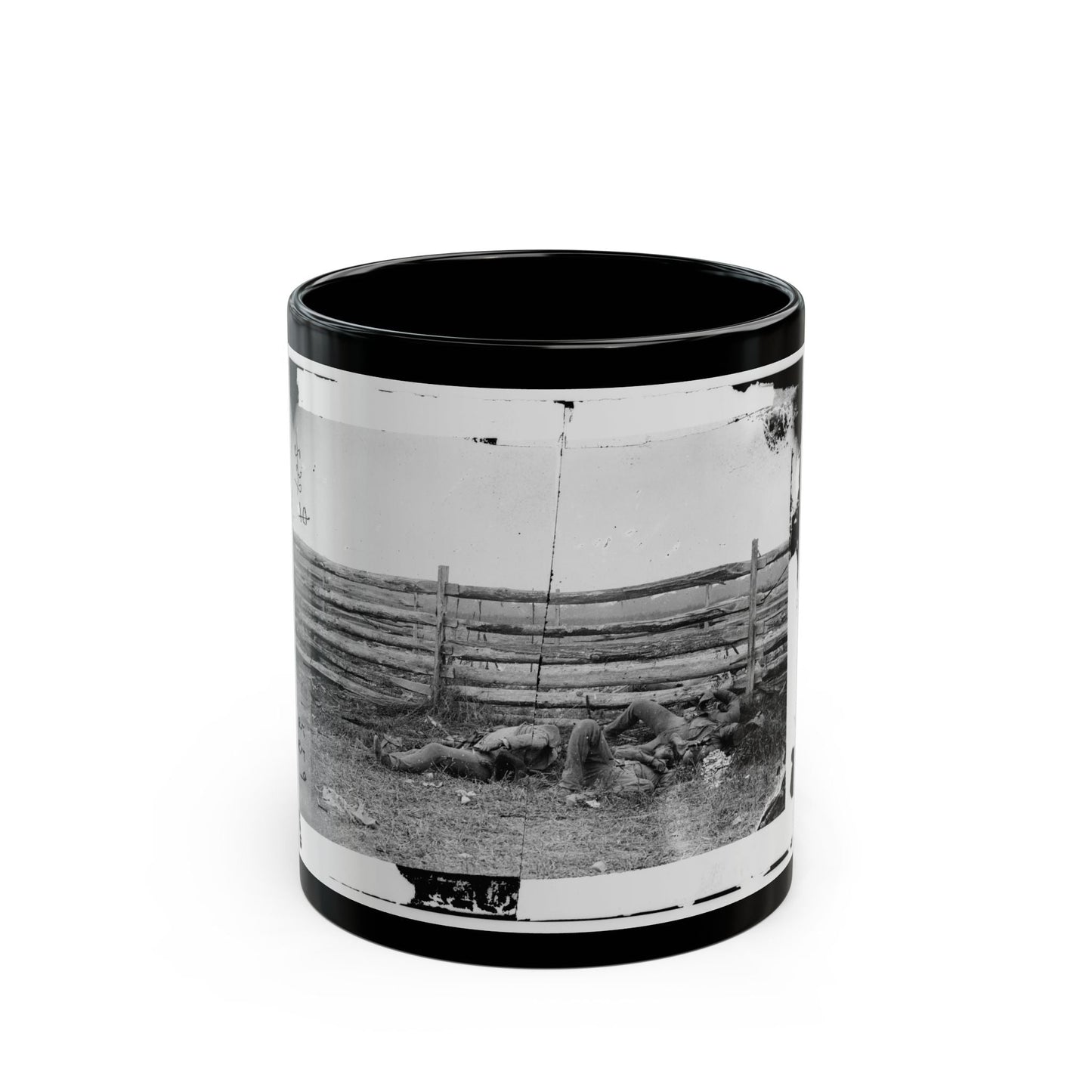 Antietam, Maryland. Dead Of Stonewall Jackson's Brigade By Rail Fence On The Hagerstown Pike (U.S. Civil War) Black Coffee Mug