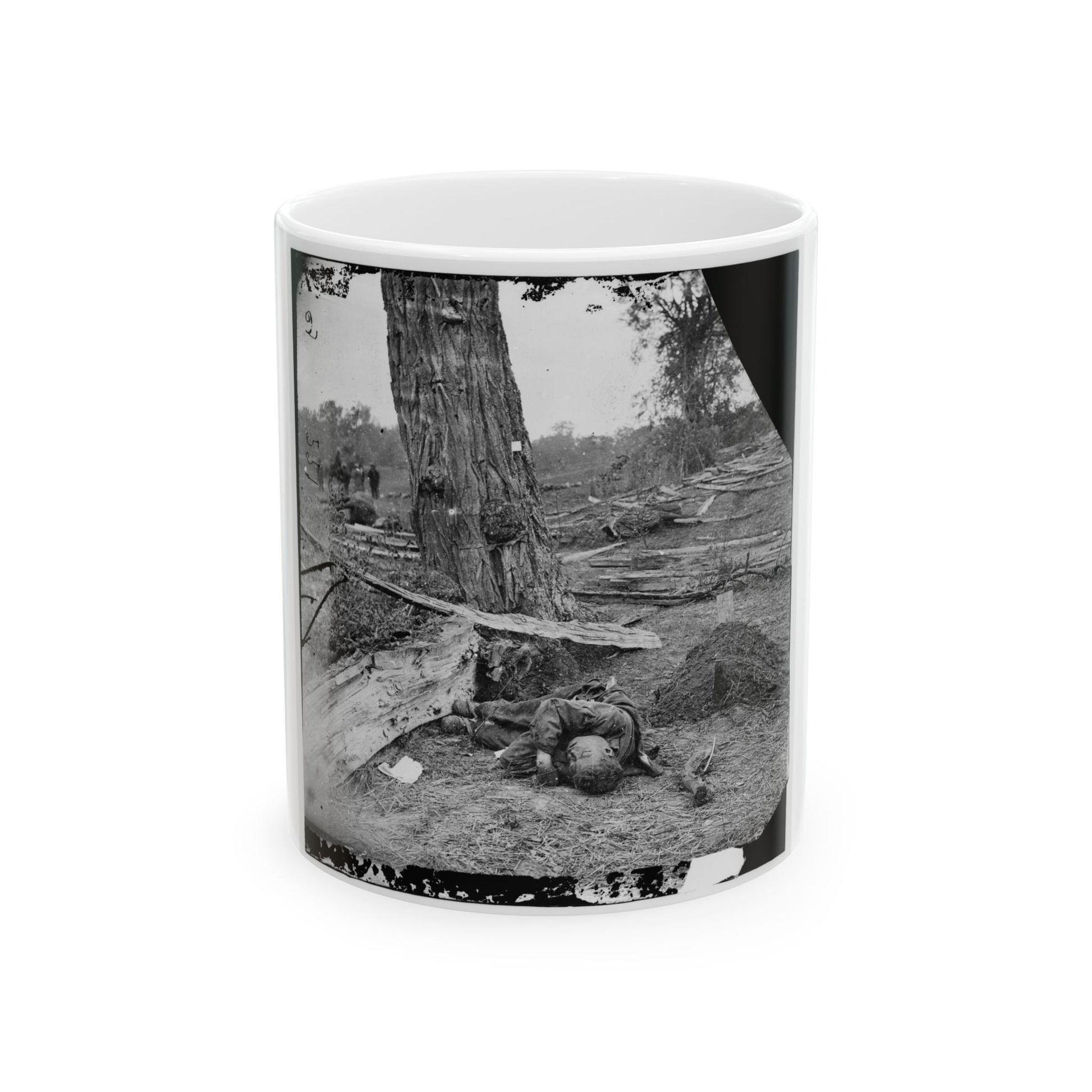 Antietam, Maryland. Federal Buried, Confederate Unburied, Where They Fell (U.S. Civil War) White Coffee Mug-11oz-The Sticker Space