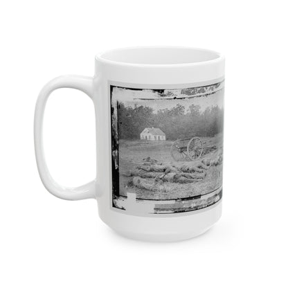 Antietam, Maryland. Field Where Sumner's Corps Charged. Bodies Of Confederate In Front Of The Dunker Church (U.S. Civil War) White Coffee Mug