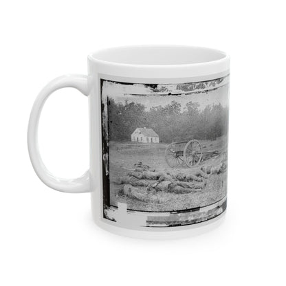 Antietam, Maryland. Field Where Sumner's Corps Charged. Bodies Of Confederate In Front Of The Dunker Church (U.S. Civil War) White Coffee Mug