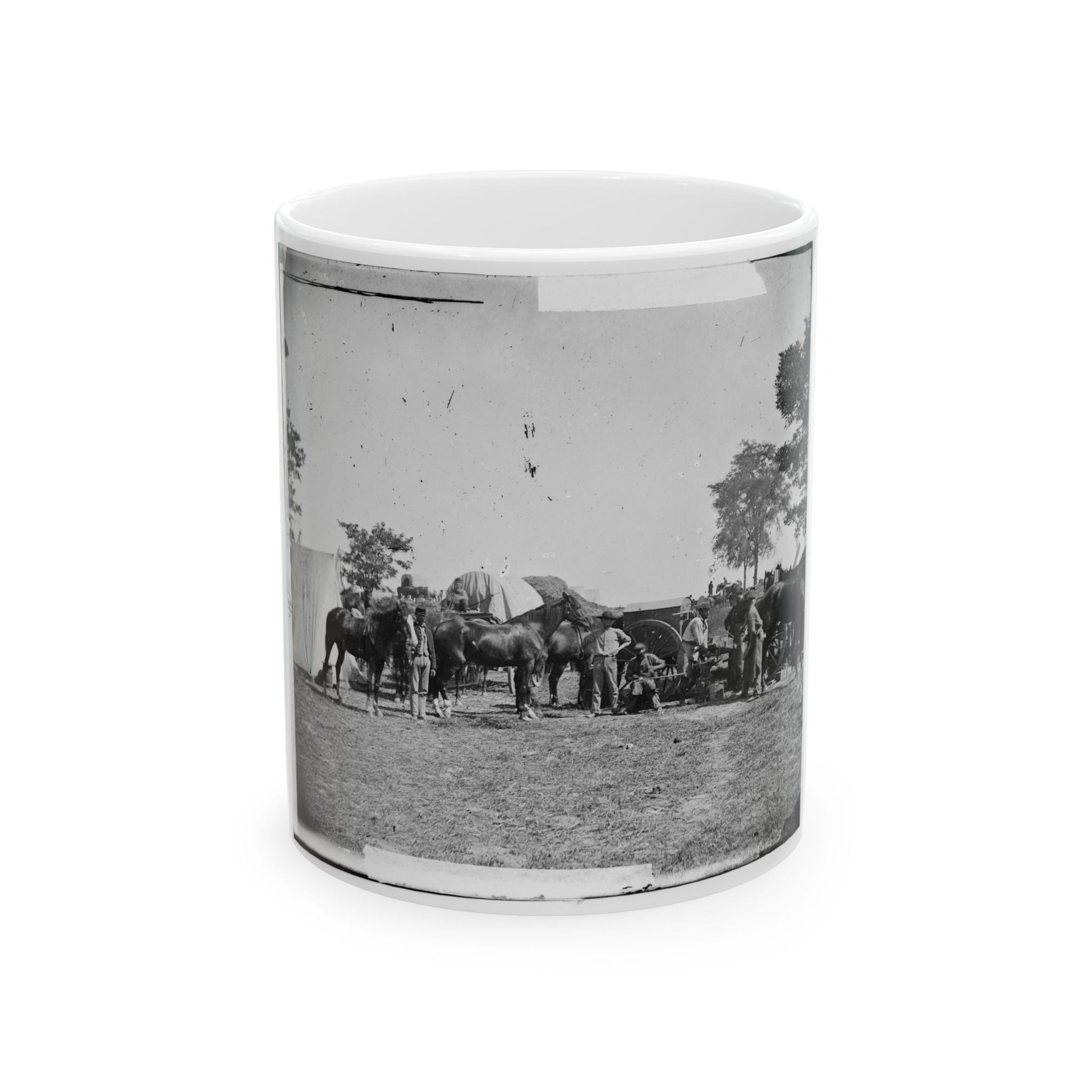 Antietam, Maryland. Forge Scene At General Mcclellan's Headquarters (U.S. Civil War) White Coffee Mug-11oz-The Sticker Space