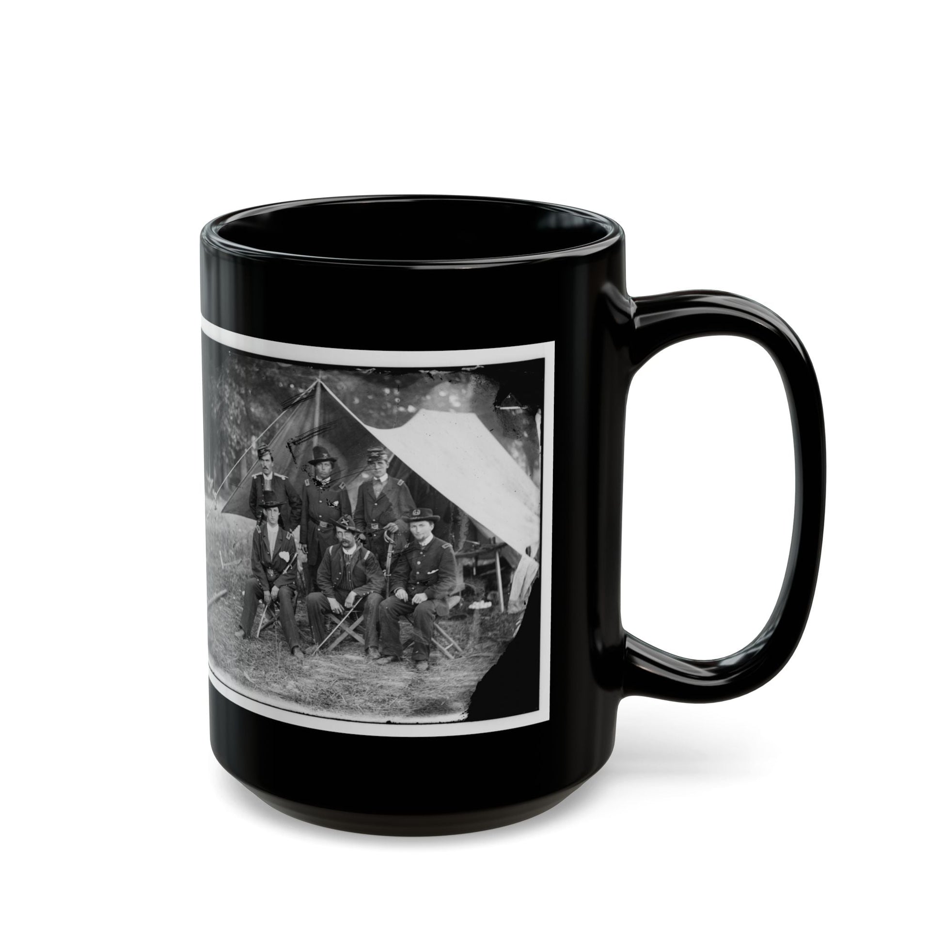 Antietam, Maryland. Group Of Federal Artillery Offices On Battlefield (U.S. Civil War) Black Coffee Mug-The Sticker Space