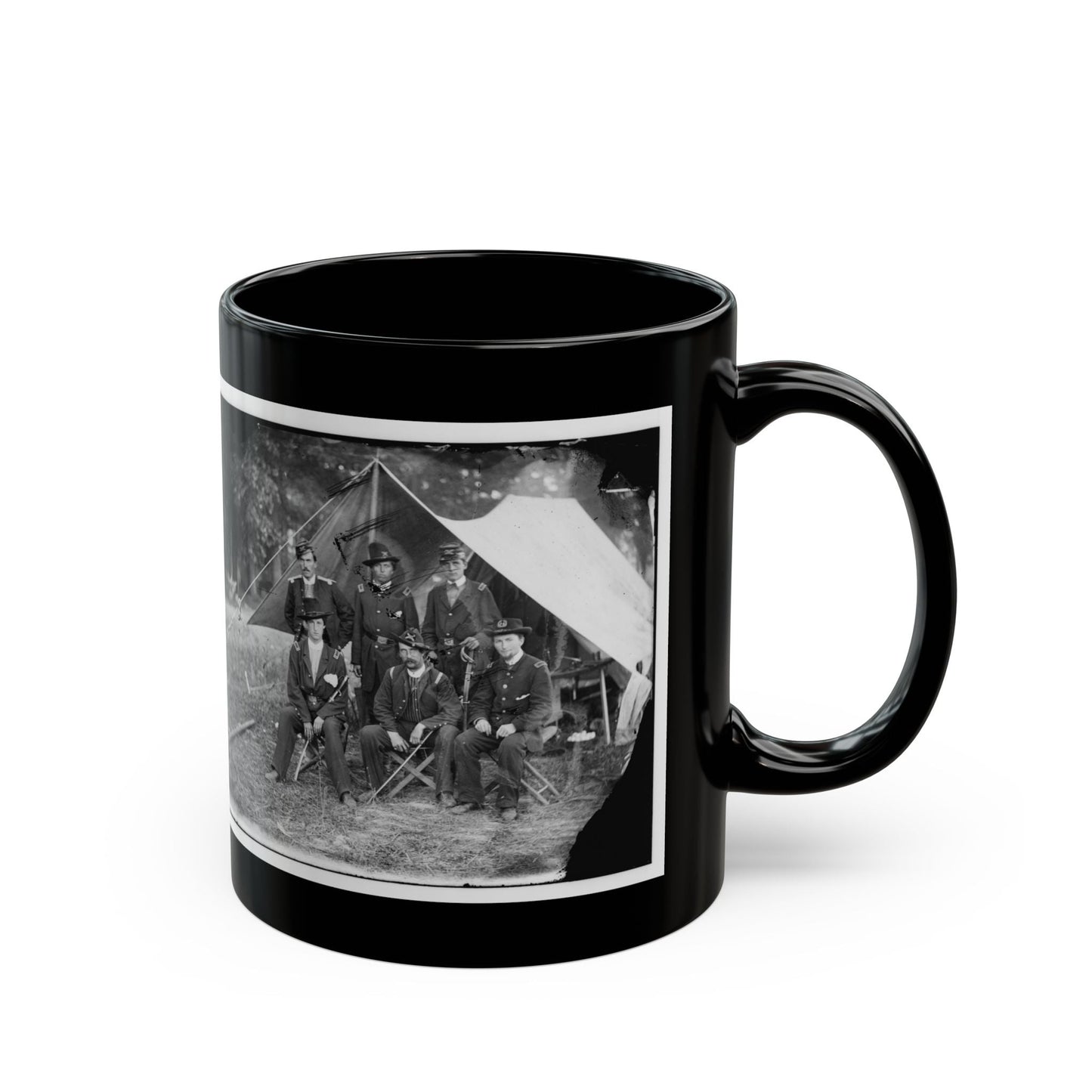 Antietam, Maryland. Group Of Federal Artillery Offices On Battlefield (U.S. Civil War) Black Coffee Mug-The Sticker Space