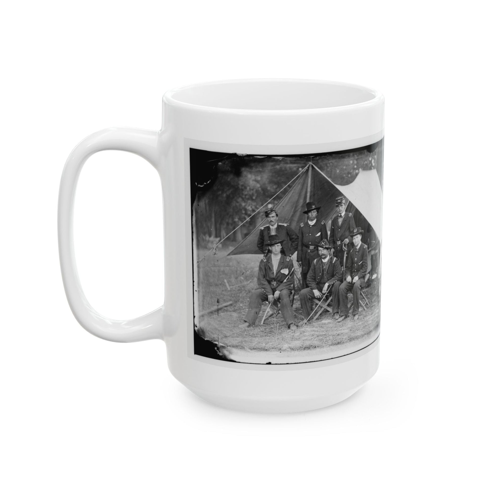 Antietam, Maryland. Group Of Federal Artillery Offices On Battlefield (U.S. Civil War) White Coffee Mug-The Sticker Space