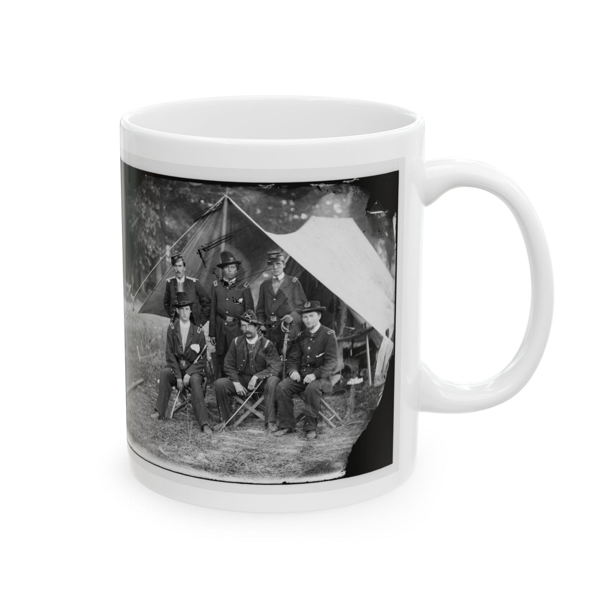 Antietam, Maryland. Group Of Federal Artillery Offices On Battlefield (U.S. Civil War) White Coffee Mug-The Sticker Space