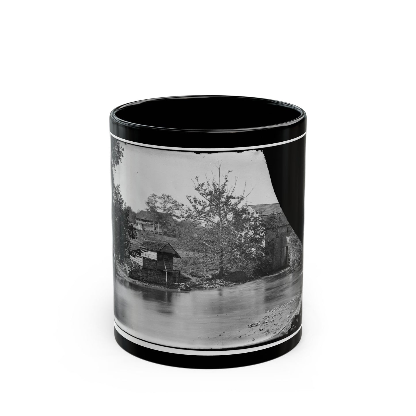 Antietam, Maryland. Newcomer's Mill (U.S. Civil War) Black Coffee Mug-11oz-The Sticker Space