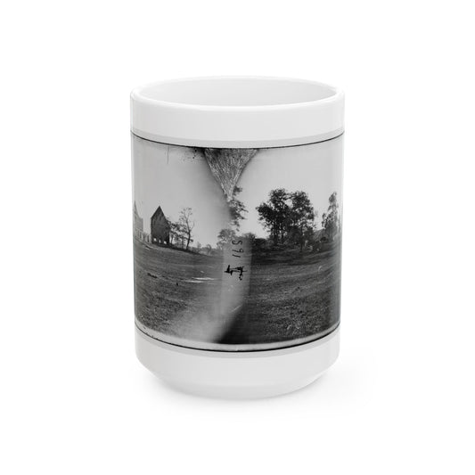 Antietam, Maryland. Real's Barn, Burned By The Bursting Of A Federal Shell At The Battle Of Antietam (U.S. Civil War) White Coffee Mug