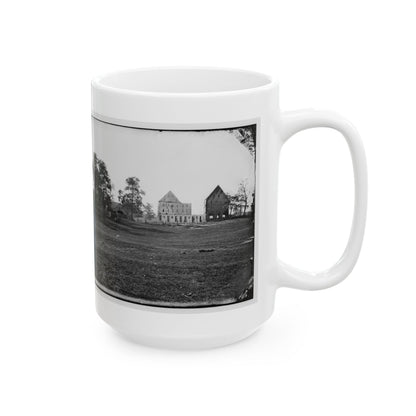 Antietam, Maryland. Real's Barn, Burned By The Bursting Of A Federal Shell At The Battle Of Antietam (U.S. Civil War) White Coffee Mug