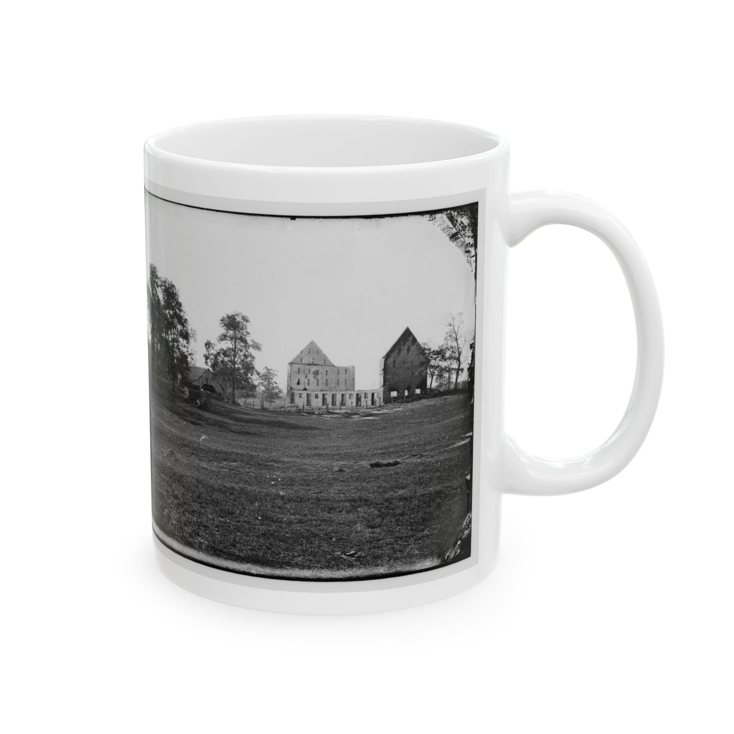 Antietam, Maryland. Real's Barn, Burned By The Bursting Of A Federal Shell At The Battle Of Antietam (U.S. Civil War) White Coffee Mug