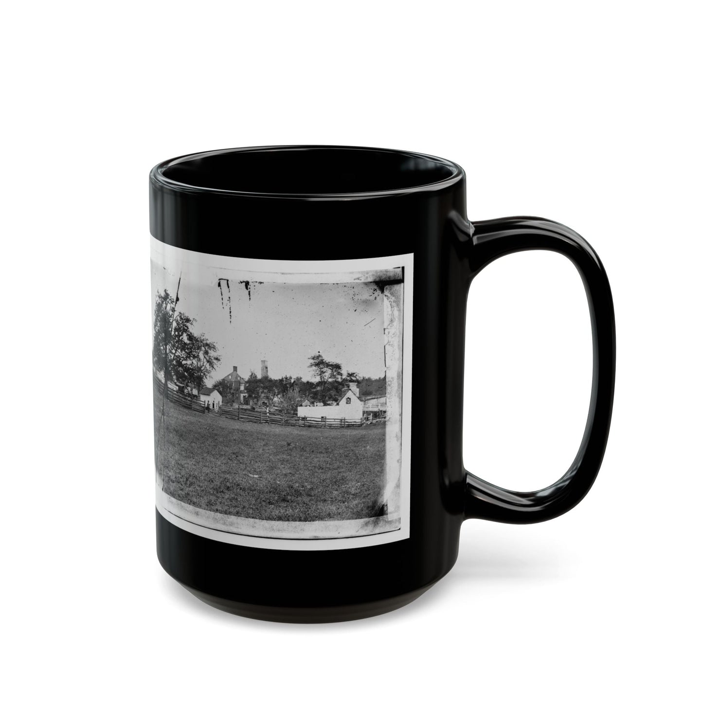 Antietam, Maryland. Ruins Of Mumma's House On The Battlefield (U.S. Civil War) Black Coffee Mug-The Sticker Space