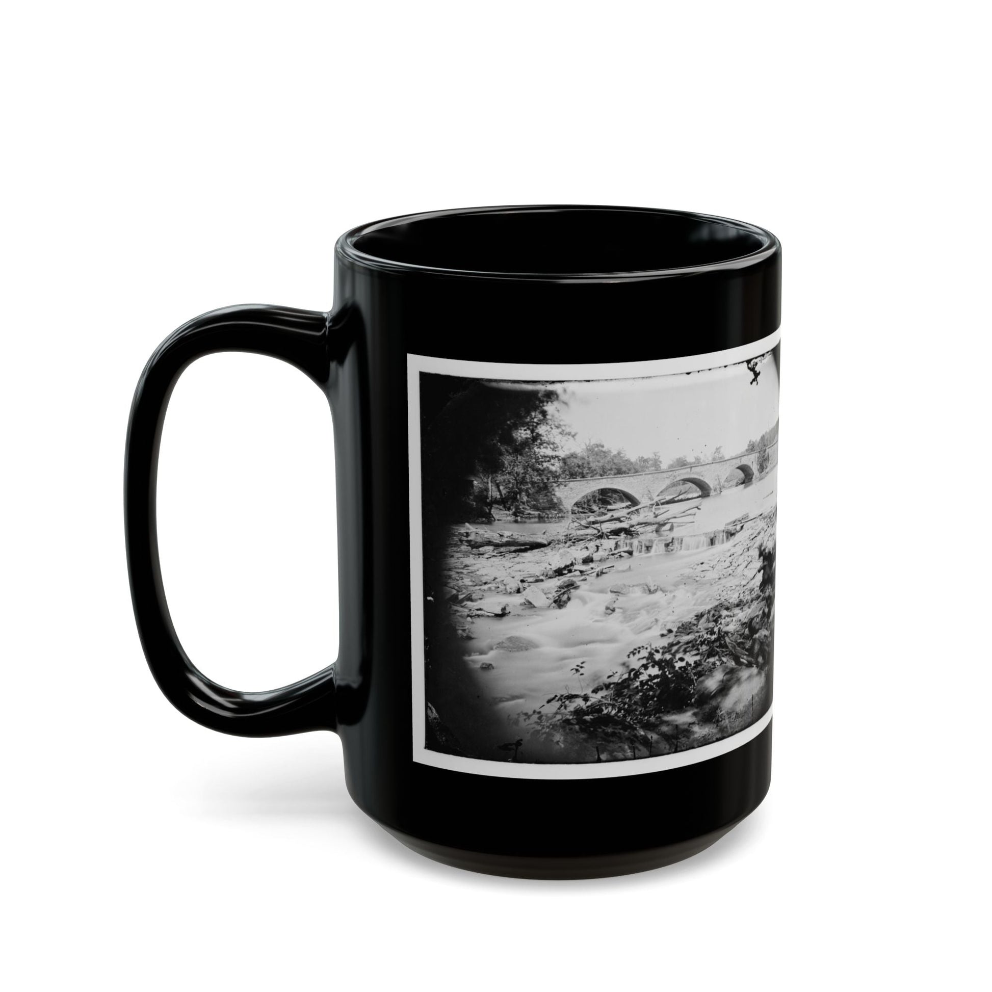 Antietam, Maryland. View Of Antietam Bridge (U.S. Civil War) Black Coffee Mug-The Sticker Space