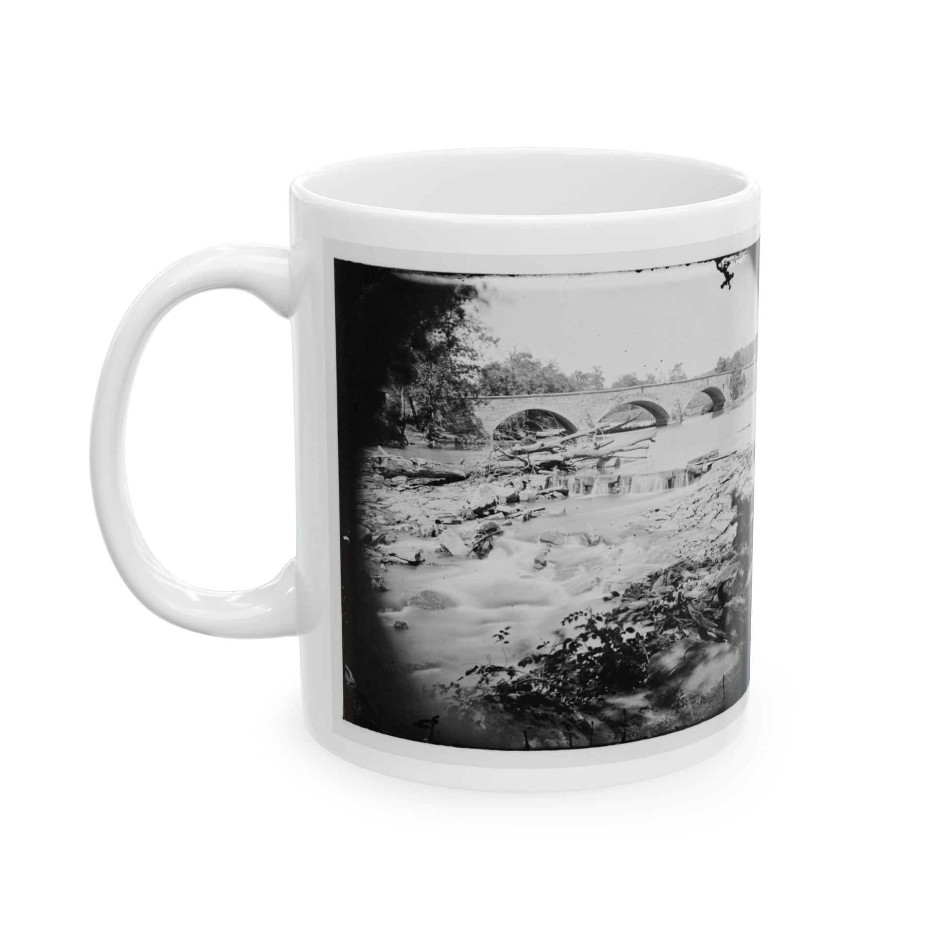 Antietam, Maryland. View Of Antietam Bridge (U.S. Civil War) White Coffee Mug-The Sticker Space