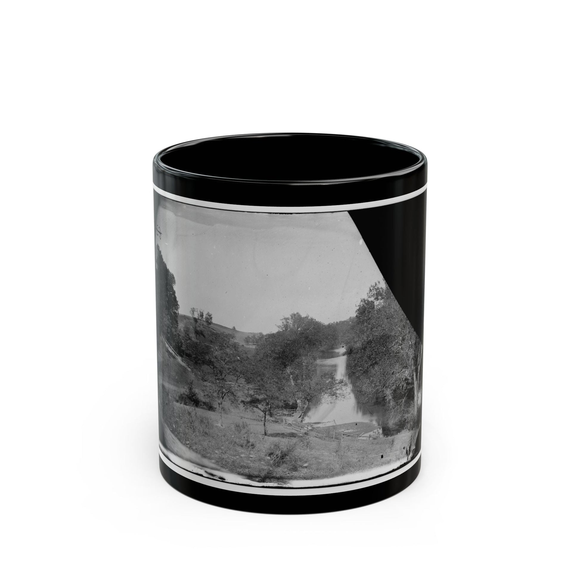 Antietam, Maryland. View On Antietam Creek (U.S. Civil War) Black Coffee Mug-11oz-The Sticker Space