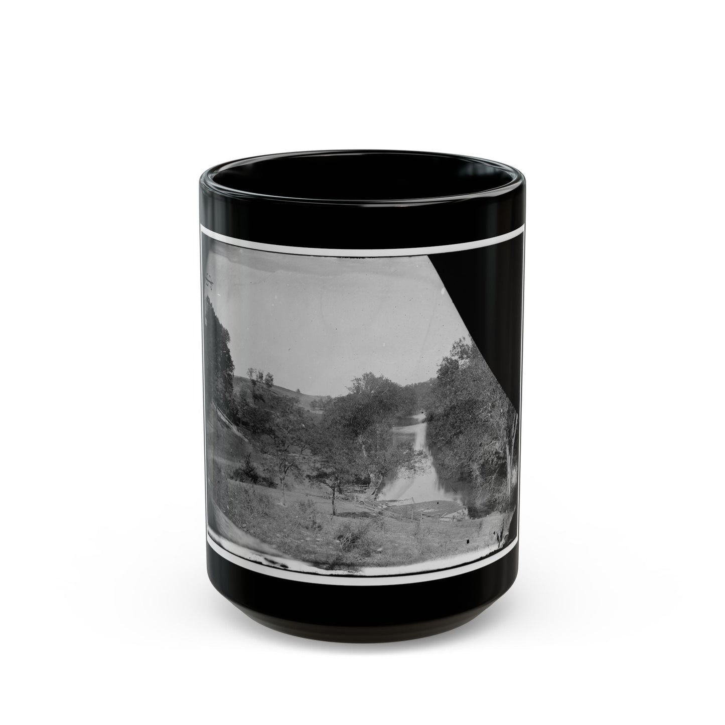 Antietam, Maryland. View On Antietam Creek (U.S. Civil War) Black Coffee Mug-15oz-The Sticker Space