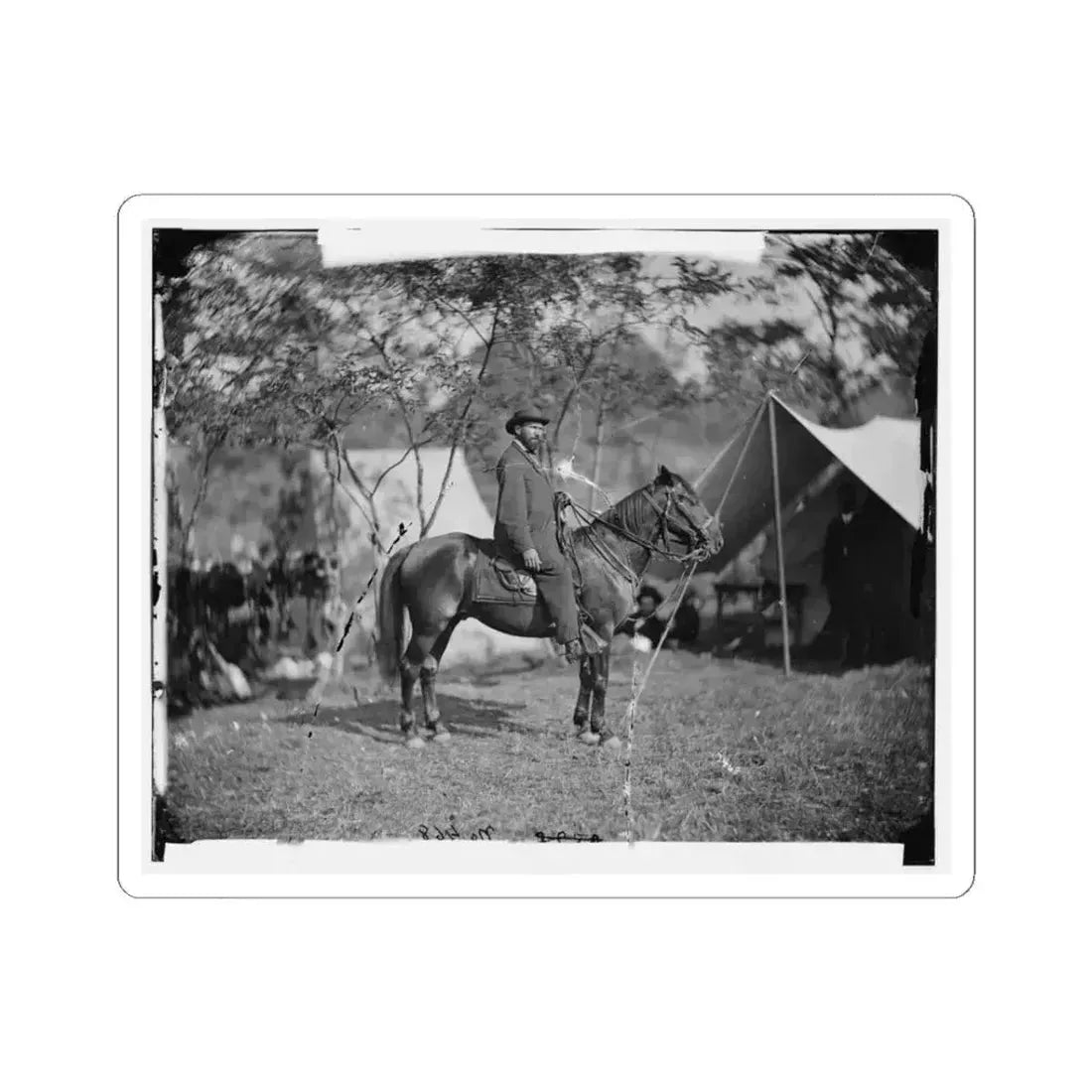 Antietam, Md. Allan Pinkerton ( E. J. Allen ) of the Secret Service on Horseback (U.S. Civil War) STICKER Vinyl Kiss-Cut Decal 3 Inch White - The Sticker Space