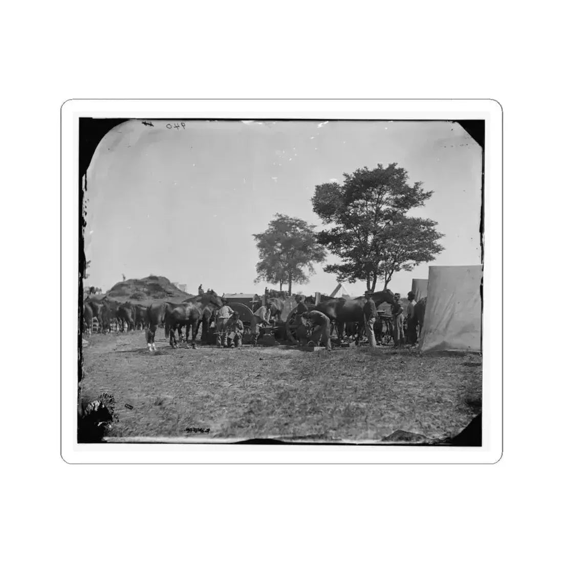 Antietam, Md. Blacksmith Shoeing Horses at Headquarters, Army of the Potomac (U.S. Civil War) STICKER Vinyl Kiss-Cut Decal 6 Inch White - The Sticker Space