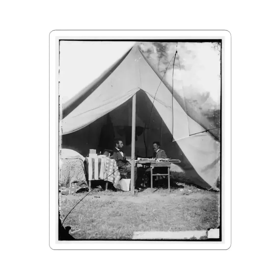 Antietam, Md. President Lincoln and Gen. George B. Mcclellan in the General's Tent (U.S. Civil War) STICKER Vinyl Kiss-Cut Decal 4 Inch White - The Sticker Space