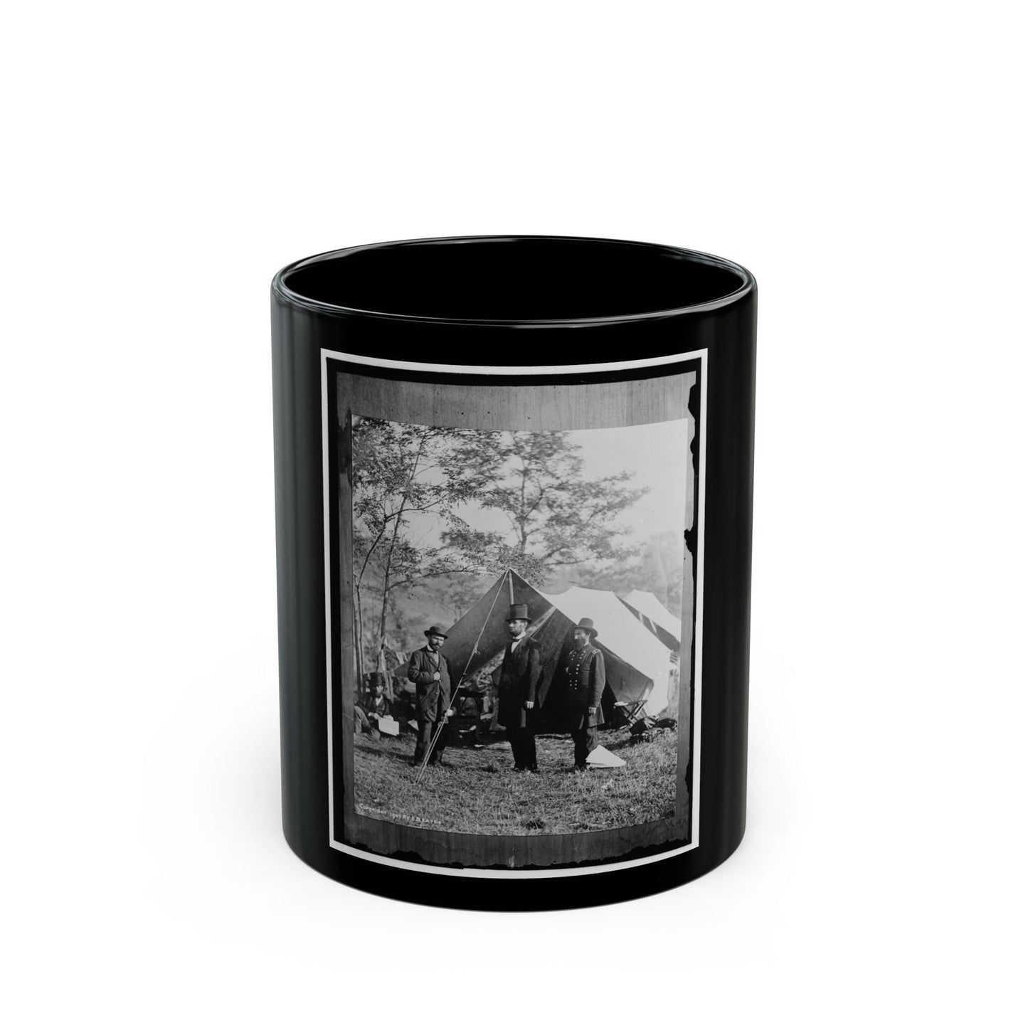 Antietam, Md. Allan Pinkerton, President Lincoln, And Maj. Gen John A. Mcclernand (U.S. Civil War) Black Coffee Mug