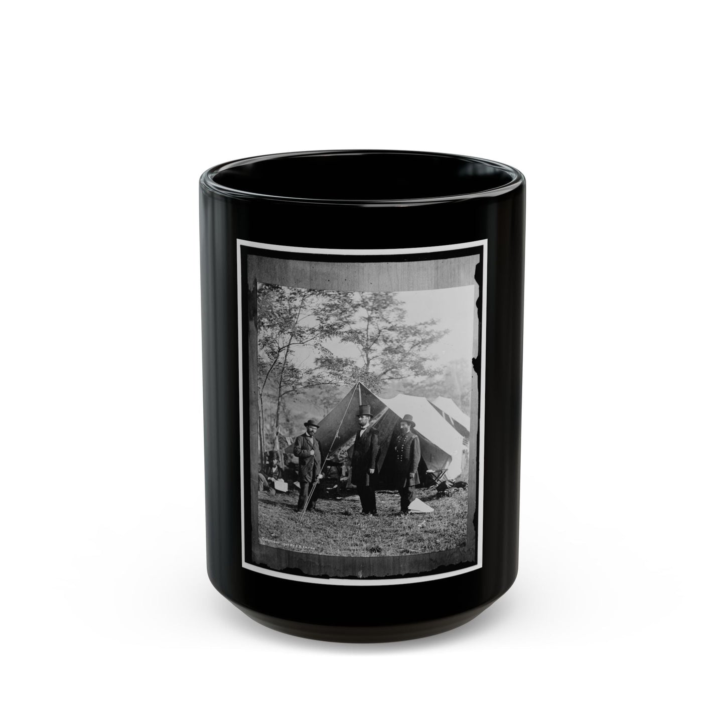 Antietam, Md. Allan Pinkerton, President Lincoln, And Maj. Gen John A. Mcclernand (U.S. Civil War) Black Coffee Mug