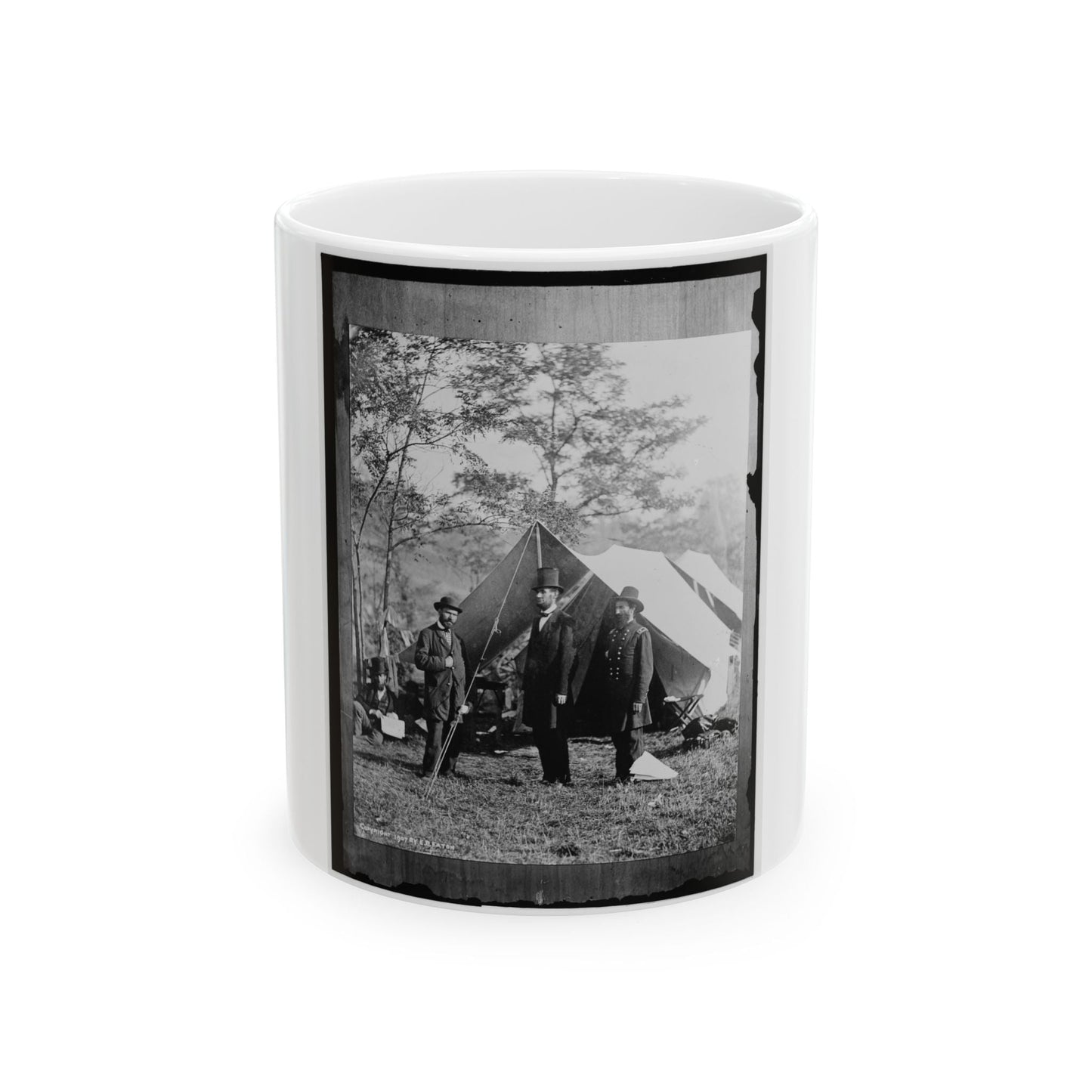 Antietam, Md. Allan Pinkerton, President Lincoln, And Maj. Gen John A. Mcclernand (U.S. Civil War) White Coffee Mug