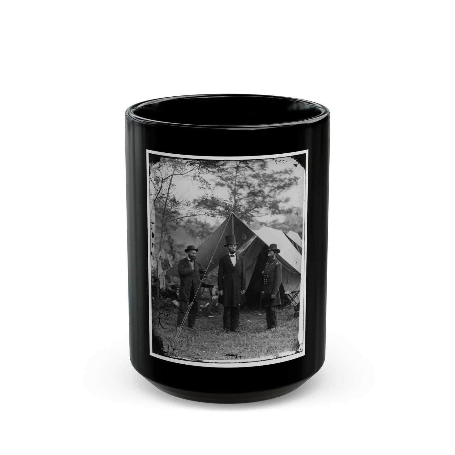 Antietam, Md. Allan Pinkerton, President Lincoln, And Maj. Gen. John A. Mcclernand; Another View (U.S. Civil War) Black Coffee Mug