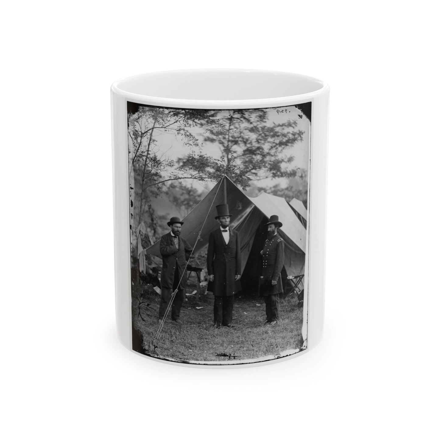 Antietam, Md. Allan Pinkerton, President Lincoln, And Maj. Gen. John A. Mcclernand; Another View (U.S. Civil War) White Coffee Mug