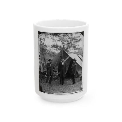 Antietam, Md. Allan Pinkerton, President Lincoln, And Maj. Gen. John A. Mcclernand; Another View (U.S. Civil War) White Coffee Mug