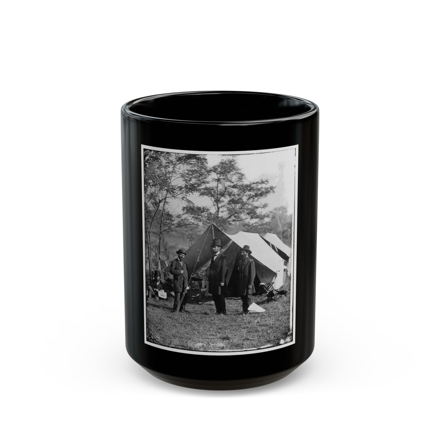 Antietam, Md. Allan Pinkerton, President Lincoln, And Maj. Gen. John A. Mcclernand (U.S. Civil War) Black Coffee Mug