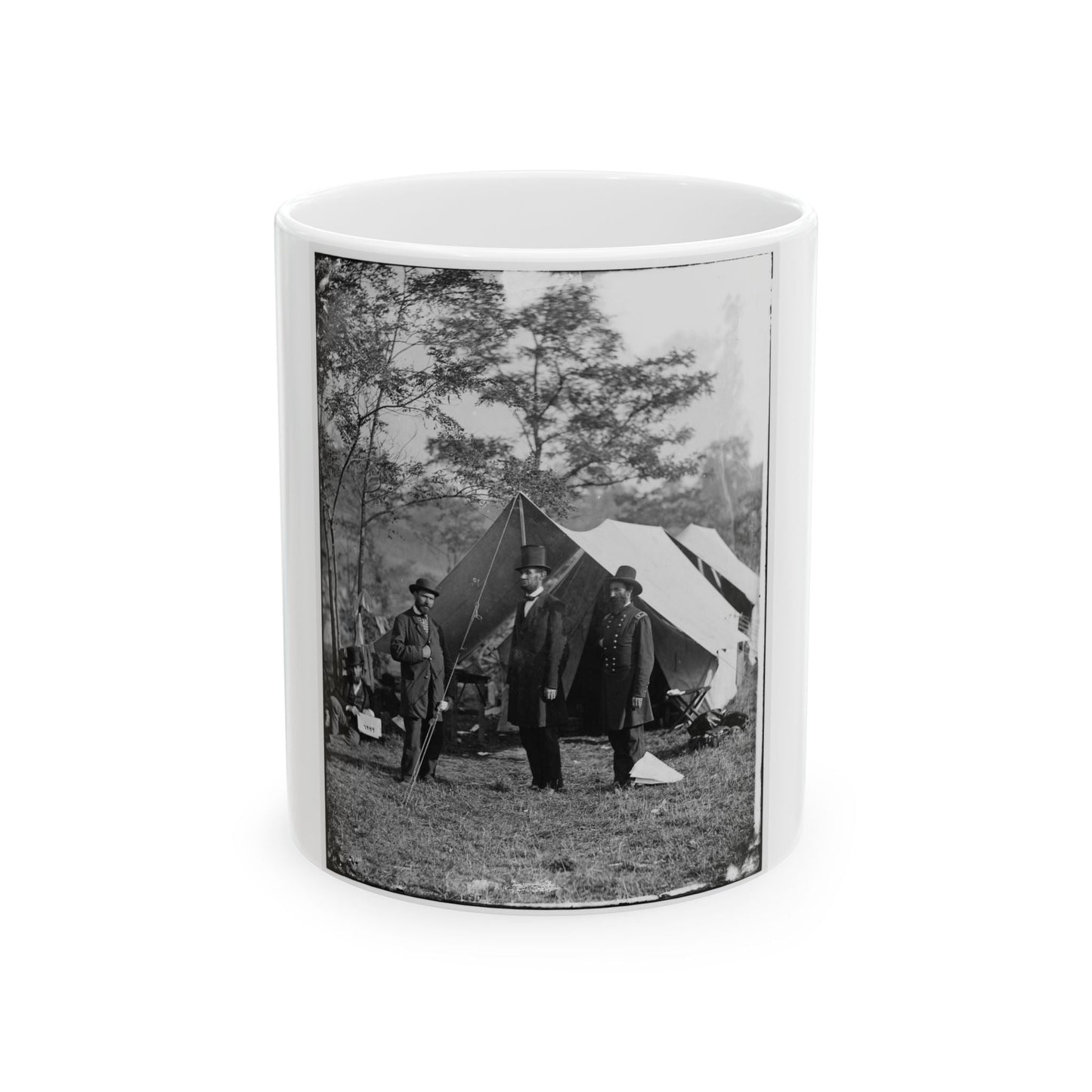 Antietam, Md. Allan Pinkerton, President Lincoln, And Maj. Gen. John A. Mcclernand (U.S. Civil War) White Coffee Mug