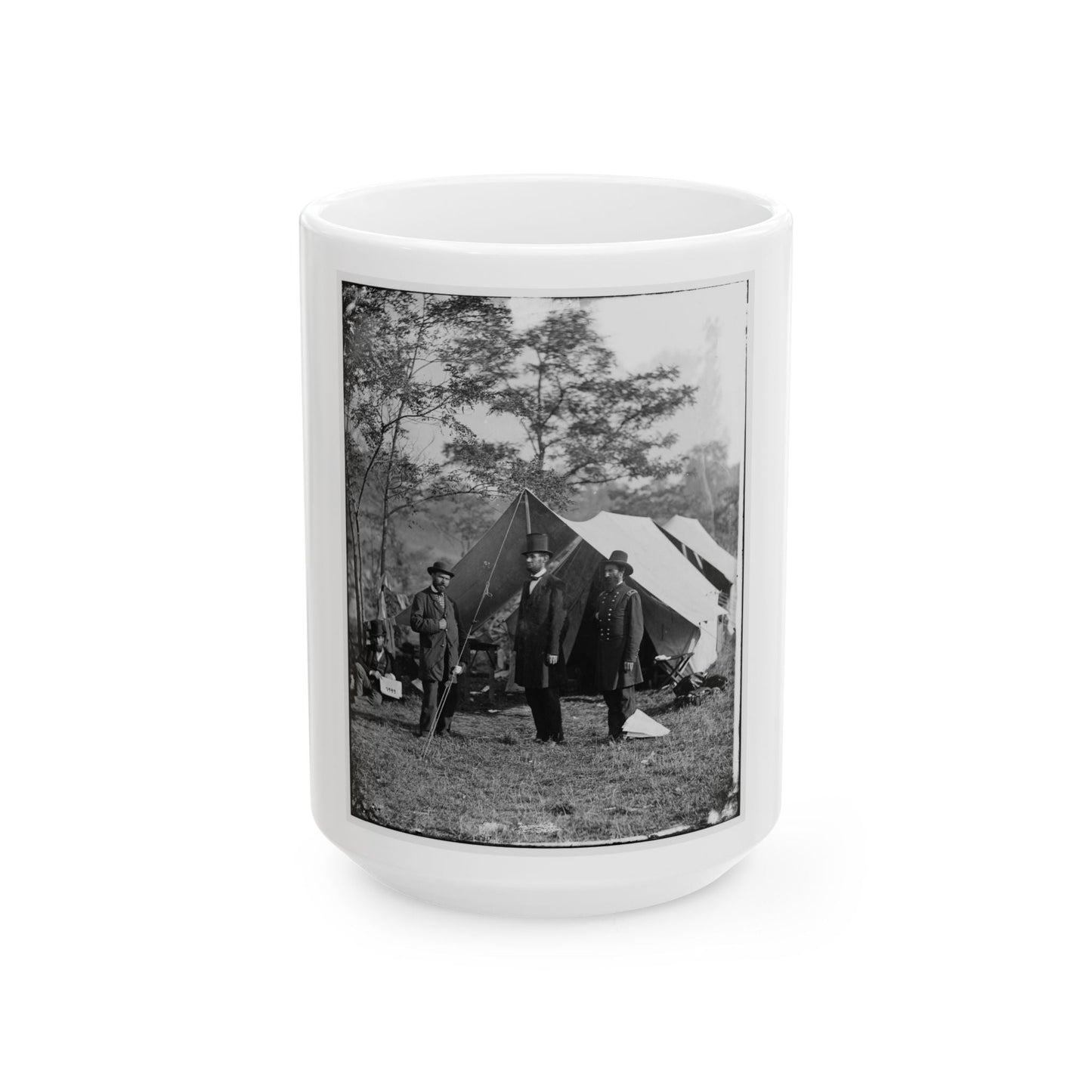 Antietam, Md. Allan Pinkerton, President Lincoln, And Maj. Gen. John A. Mcclernand (U.S. Civil War) White Coffee Mug