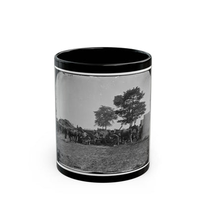 Antietam, Md. Blacksmith Shoeing Horses At Headquarters, Army Of The Potomac (U.S. Civil War) Black Coffee Mug-11oz-The Sticker Space