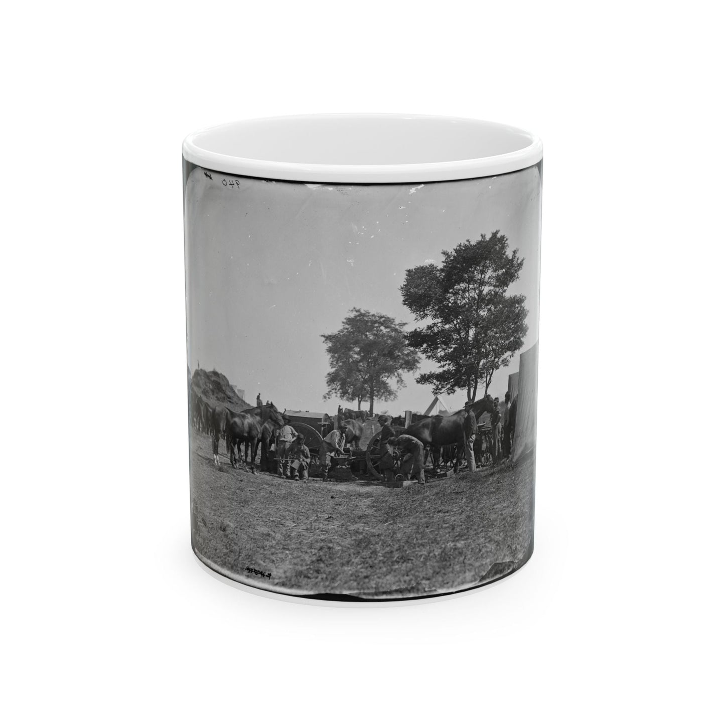 Antietam, Md. Blacksmith Shoeing Horses At Headquarters, Army Of The Potomac (U.S. Civil War) White Coffee Mug-11oz-The Sticker Space