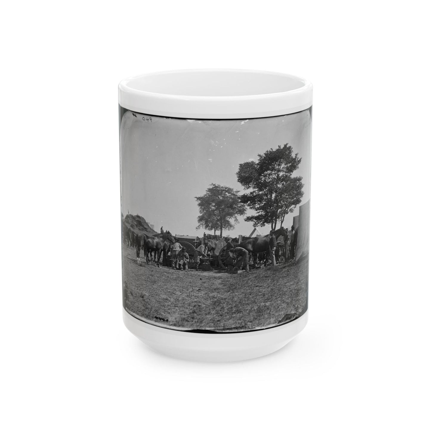 Antietam, Md. Blacksmith Shoeing Horses At Headquarters, Army Of The Potomac (U.S. Civil War) White Coffee Mug-15oz-The Sticker Space