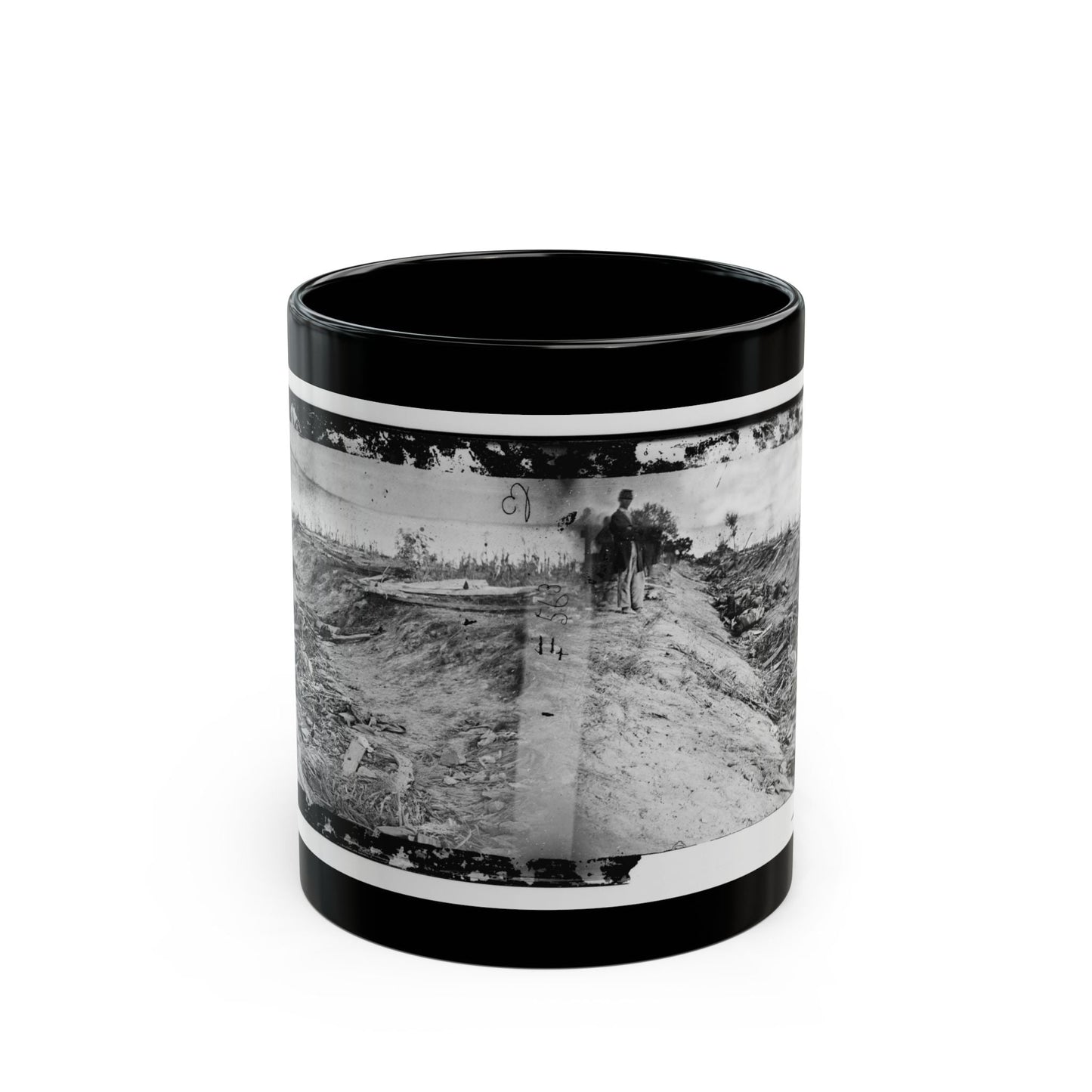 Antietam, Md. Confederate Dead In A Ditch On The Right Wing (U.S. Civil War) Black Coffee Mug-11oz-The Sticker Space