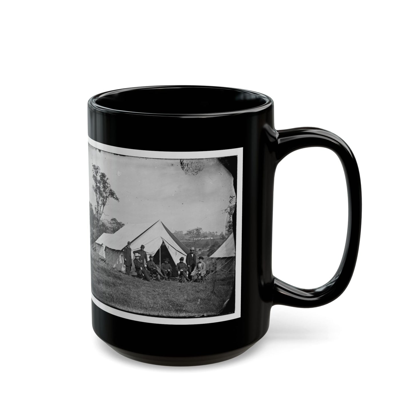 Antietam, Md. Gen. Randolph B. Marcy With Officers And Civilians At Army Of The Potomac Headquarters (U.S. Civil War) Black Coffee Mug