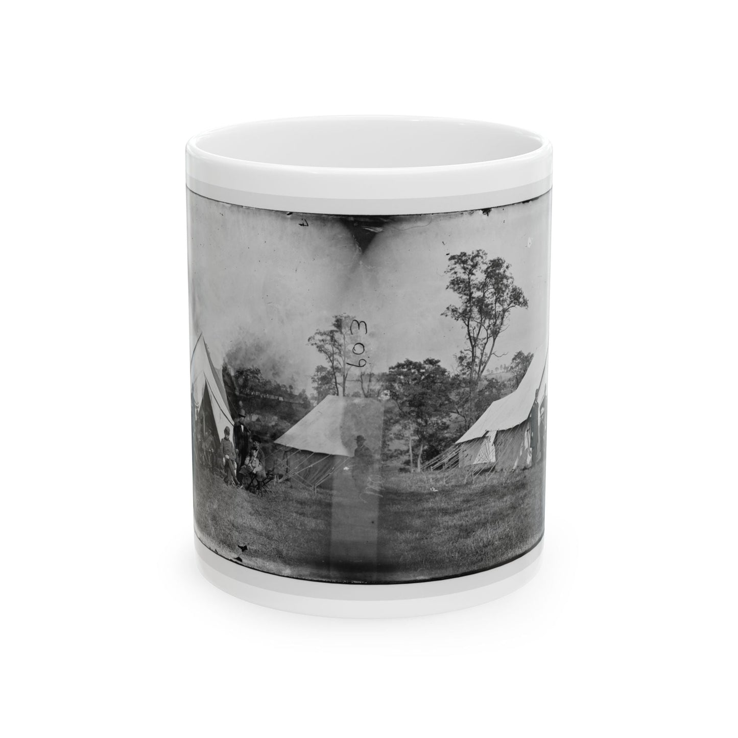 Antietam, Md. Gen. Randolph B. Marcy With Officers And Civilians At Army Of The Potomac Headquarters (U.S. Civil War) White Coffee Mug