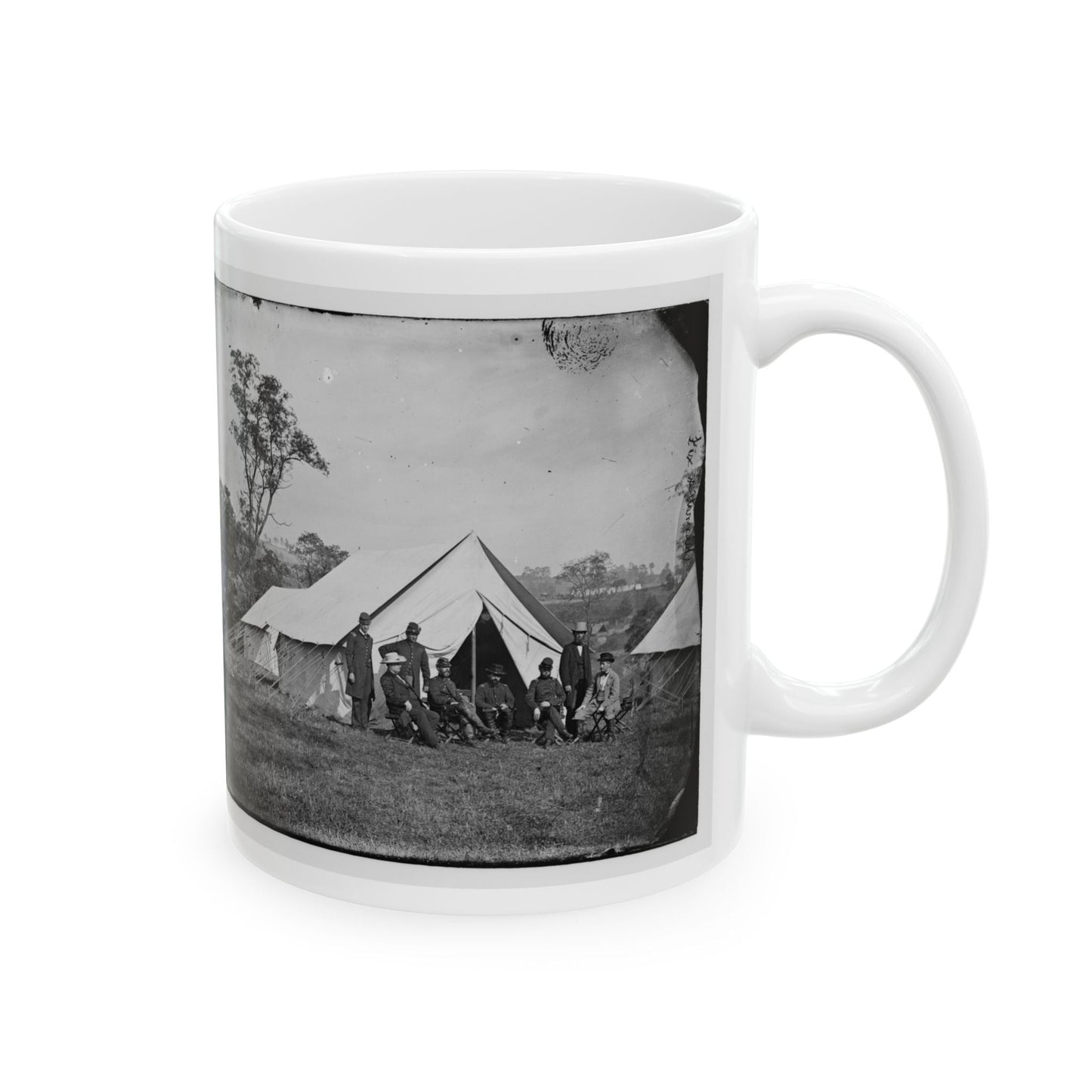 Antietam, Md. Gen. Randolph B. Marcy With Officers And Civilians At Army Of The Potomac Headquarters (U.S. Civil War) White Coffee Mug