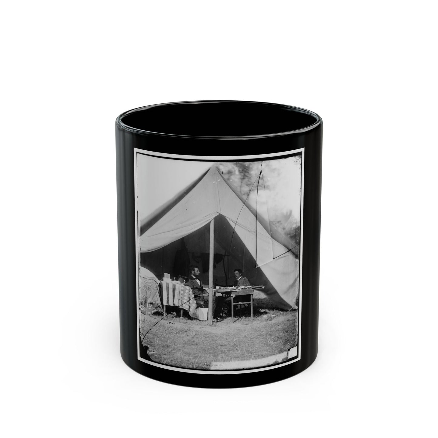 Antietam, Md. President Lincoln And Gen. George B. Mcclellan In The General's Tent (U.S. Civil War) Black Coffee Mug