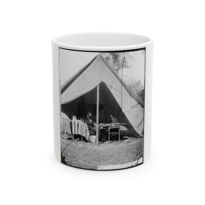 Antietam, Md. President Lincoln And Gen. George B. Mcclellan In The General's Tent (U.S. Civil War) White Coffee Mug