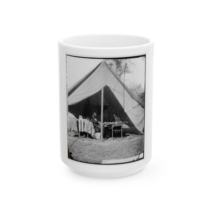 Antietam, Md. President Lincoln And Gen. George B. Mcclellan In The General's Tent (U.S. Civil War) White Coffee Mug