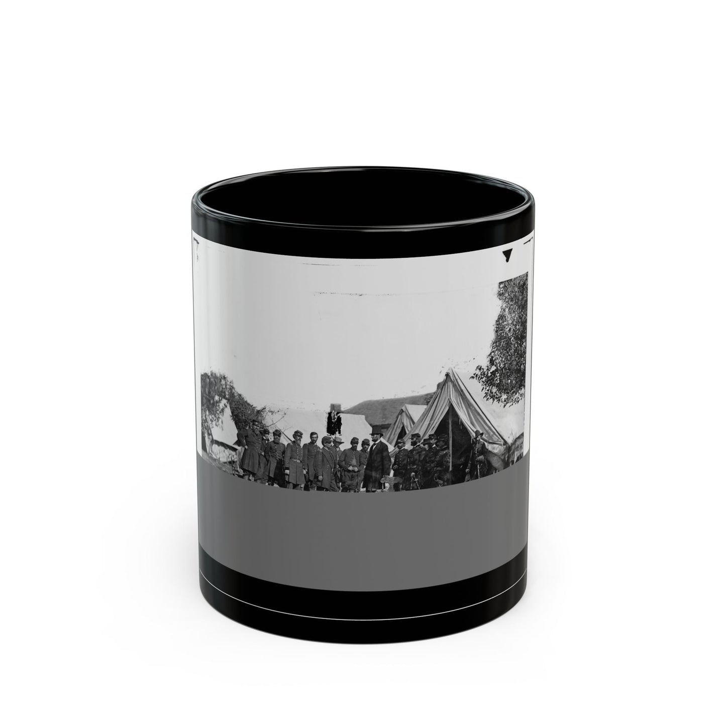 Antietam, Md. President Lincoln With Gen. George B. Mcclellan And Group Of Officers (U.S. Civil War) Black Coffee Mug