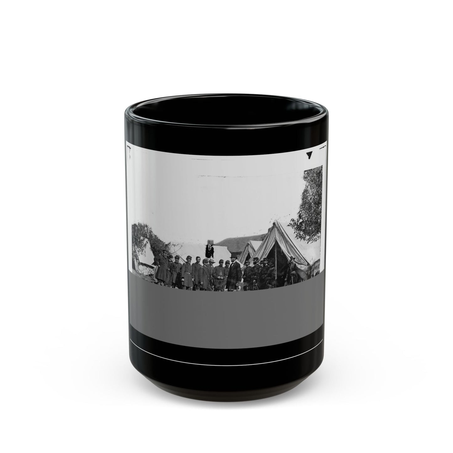 Antietam, Md. President Lincoln With Gen. George B. Mcclellan And Group Of Officers (U.S. Civil War) Black Coffee Mug