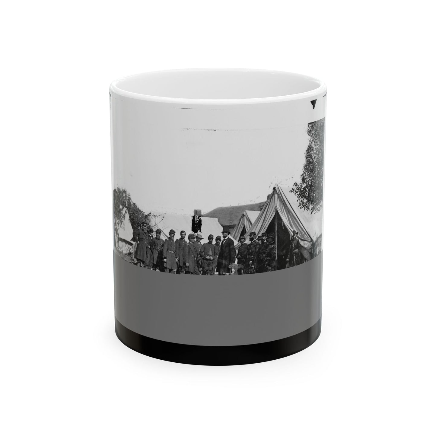 Antietam, Md. President Lincoln With Gen. George B. Mcclellan And Group Of Officers (U.S. Civil War) White Coffee Mug