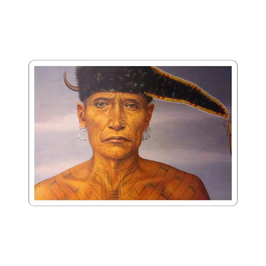 Antoine Tzapoff - Tatouages Osages detail (Native Americans in Art) STICKER Vinyl Kiss-Cut Decal 3 Inch White - The Sticker Space