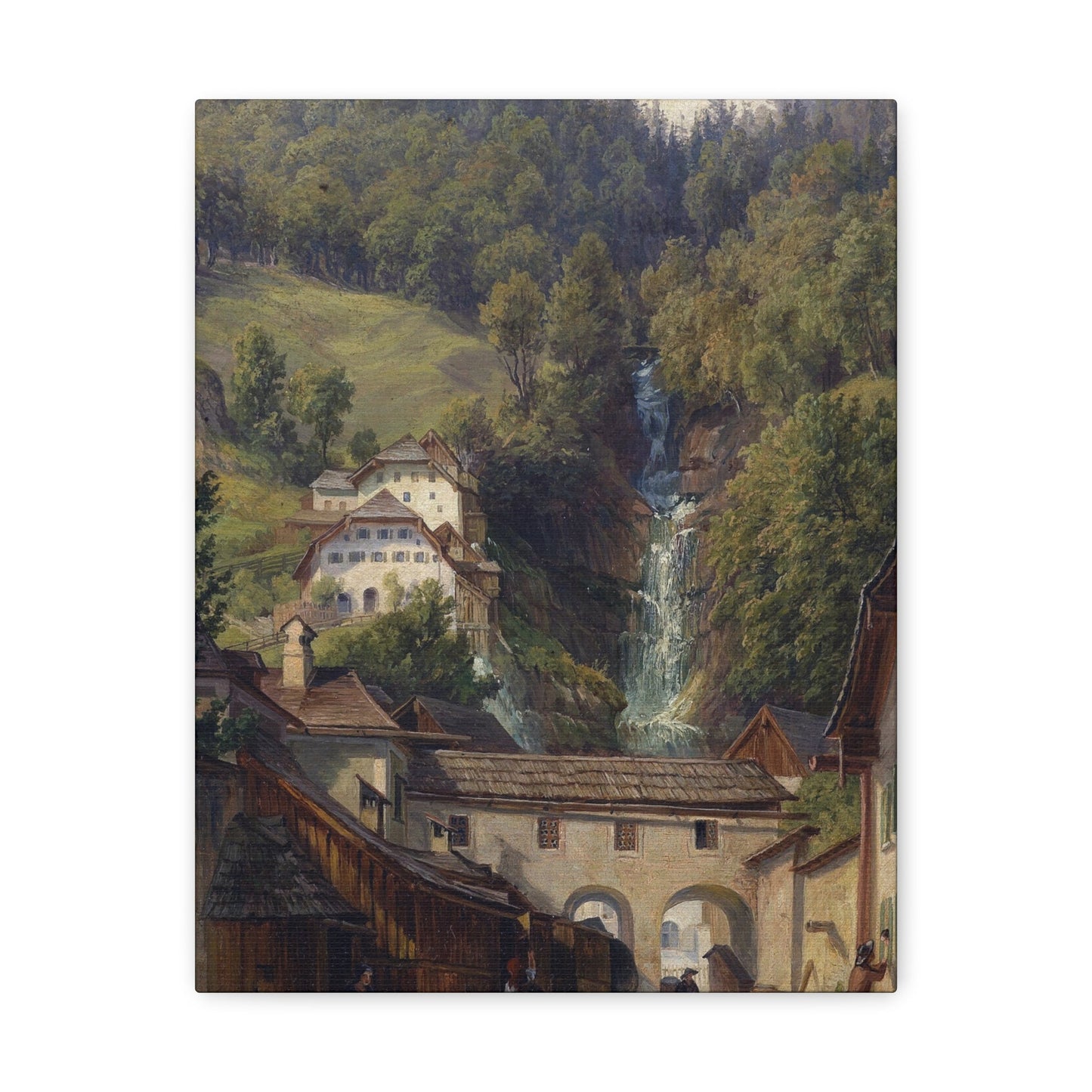 Anton Schiffer (1811-1876) Scene from Hallstatt - Canvas Wall Art-11″ x 14″-The Sticker Space