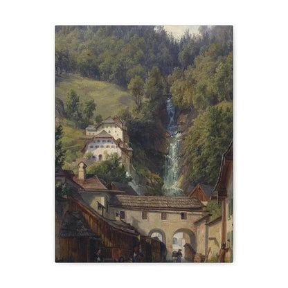 Anton Schiffer (1811-1876) Scene from Hallstatt - Canvas Wall Art 12″ x 16″ 1.25" - The Sticker Space